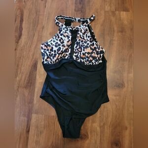 Tempt Me Black and Orange Swimsuit